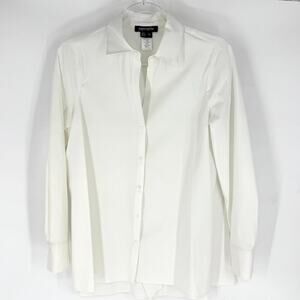 Paperwhite 3/4 Sleeve Collared Button Down Tunic Top White Size‎ 4